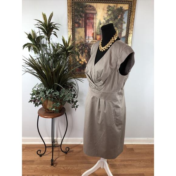 Worthington Women’s Plus 16 Sheath Dress – Taupe Cap Sleeve Tailored Career Wear - Picture 4 of 8